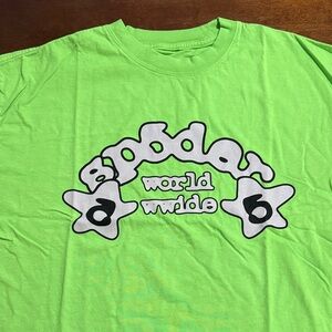 Sp5der World Wwide lime green short sleeve